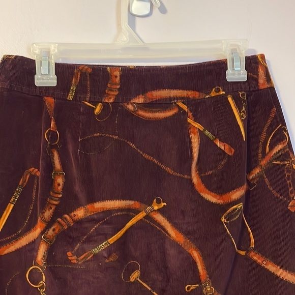 Talbots Petite Maroon Corduroy Horse Bit Bridle Design Mini Skirt size PM - Picture 10 of 15